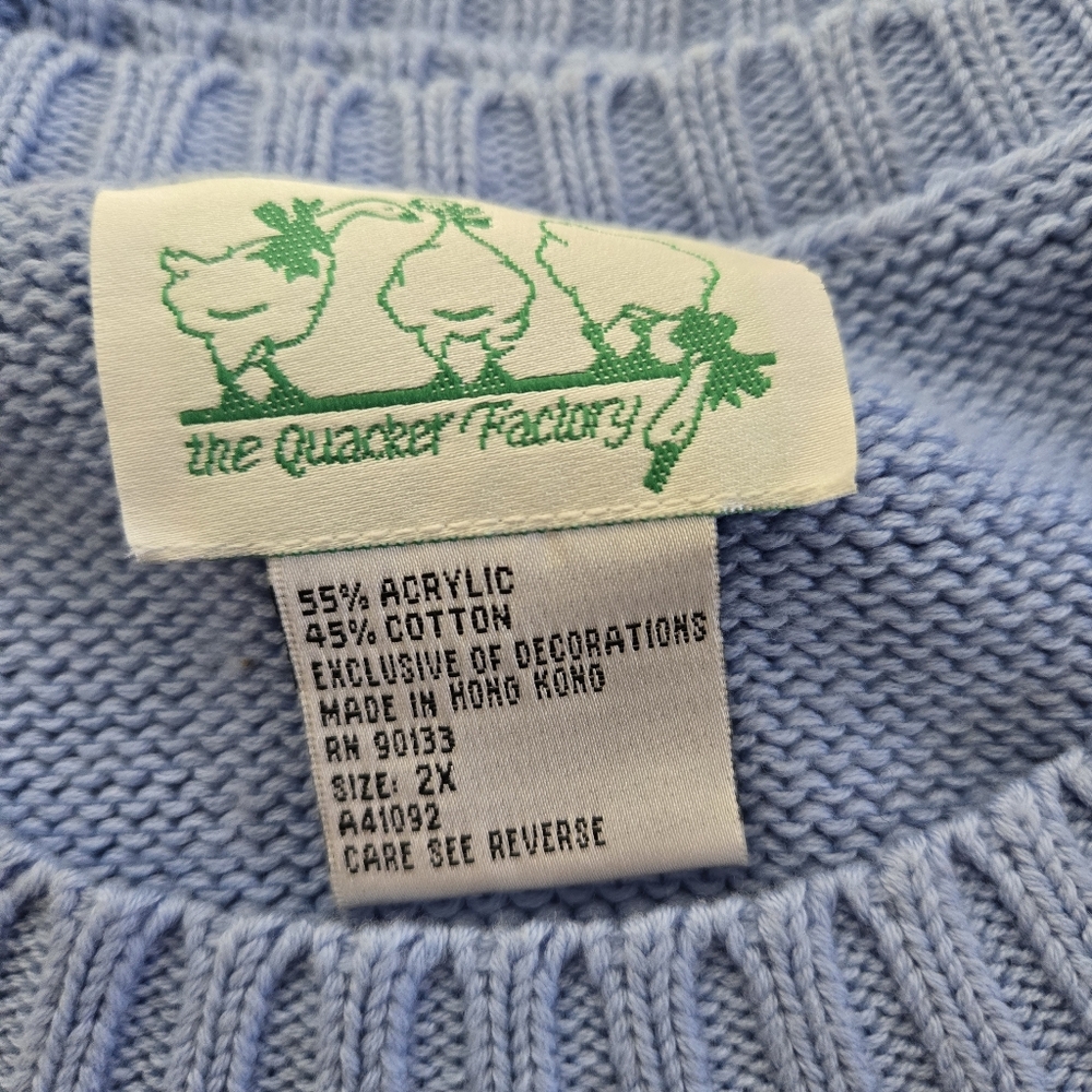 Vintage Quacker Factory Embroidered Daisy Pullover Sweater Size 2X Spring FLAW - Picture 9 of 16